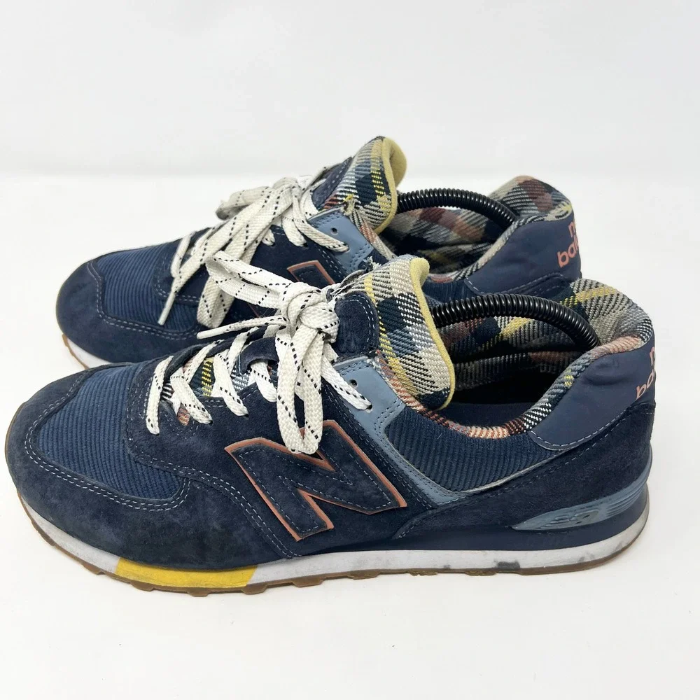 New‎ Balance 574 'Dark Blue Plaid' Mens Size 10 Corduroy Plaid Flannel Sneakers